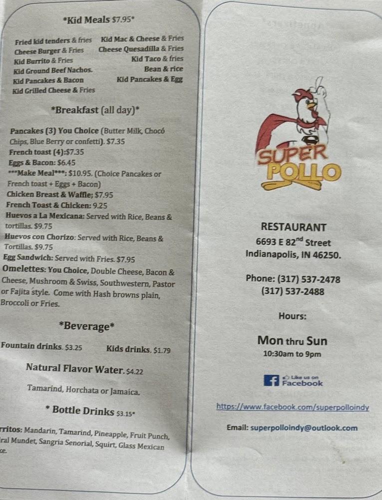 Super Pollo Restaurant Menu image 3